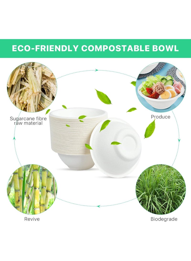 Bukela Disposable Paper Bowls, 8 oz, 100 Pack, Heavy Duty, Sugarcane Fiber, Eco-Friendly, Biodegradable, Microwave Safe, for Hot or Cold Food, Ice Cream, Fruits, Salad - Image 3